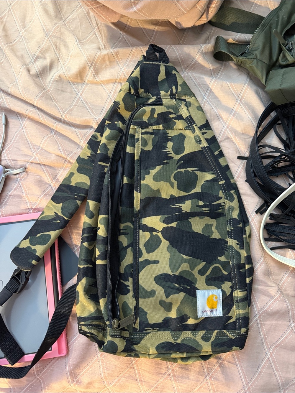 Carhartt Olive and Black Camo Sling Pack